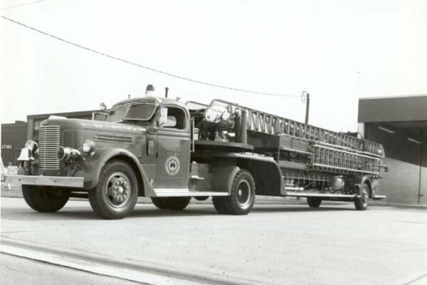 The 1949 Pirsch aerial as it looked late in its career as a spare aerial stored at Station 3
