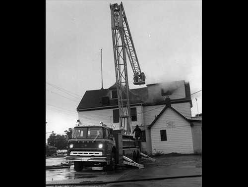 Tower 1 in action, Colonial House, Labor Day, 1973