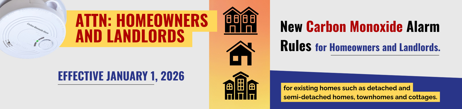 ATTN: Homeowners & Landlords, new Carbon Monoxide Alarm Rules