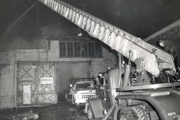 Truck No. 2A in action at the Kohen Box Company fire on University Avenue W. on March 11, 1967