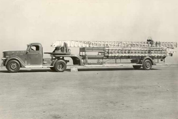 Factory-fresh Truck No. 2A poses for its maiden portrait on the shores of Lake Michigan in Kenosha, Wisconsin a few days before it was driven to Windsor