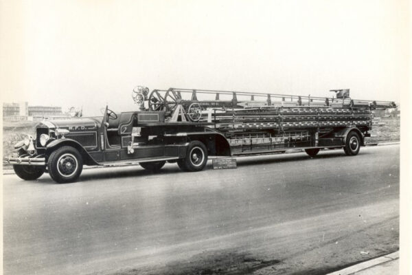 Aerial No. 1A, right, in action at Adelman’s clothing store fire on Chatham St. East on December 14, 1948