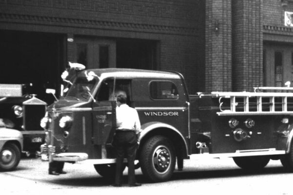 Factory-fresh 1948 LaFrance arrives at WFD Headquarters. - WMC Collection
