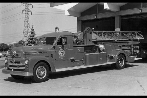 Aerial No. 3A was painted maroon – a much darker shade of red than on Windsor’s other fire apparatus