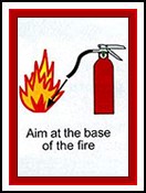 aim at the base of the fire