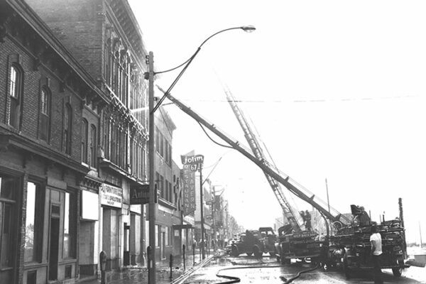 Mopping up after fire under control