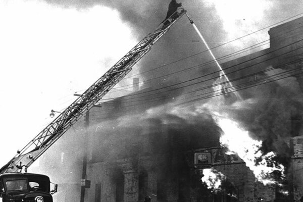 Aerial 3's ladder pipe stream attacks blaze from above