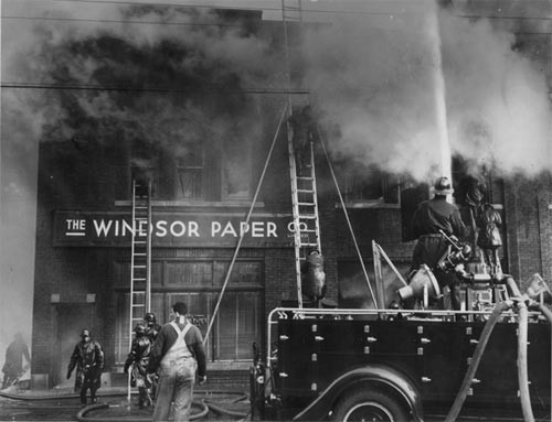 In action at Windsor Paper Co. fire, Riverside Dr. W., Feb. 21, 1945