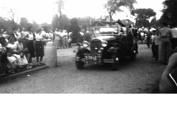 Bozo the Clown exits Jackson Park after 1956 Labor Day Parade