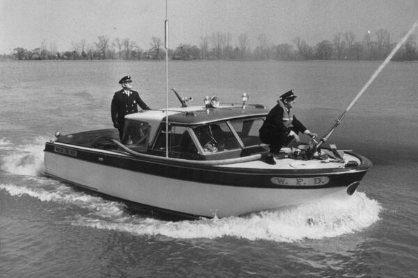 Windsor Fire Dept.'s Marine 1 on the Detroit River, 1968