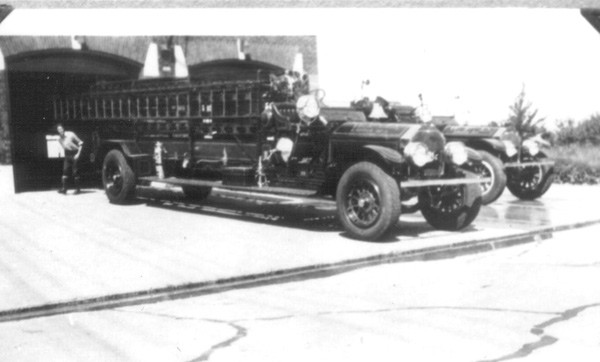 Windsor's Fire Station No. 3, Turner Rd., in 1939. Ladder 3 at left, Engine 3 barely visible behind it