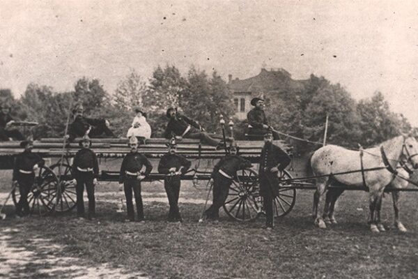 Enterprise Hook & Ladder Co. #2 with two-horse hitch, 1892