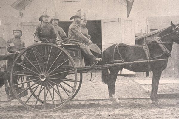 One-horse hose reel, Aylmer and Wyandotte St. E., 1875