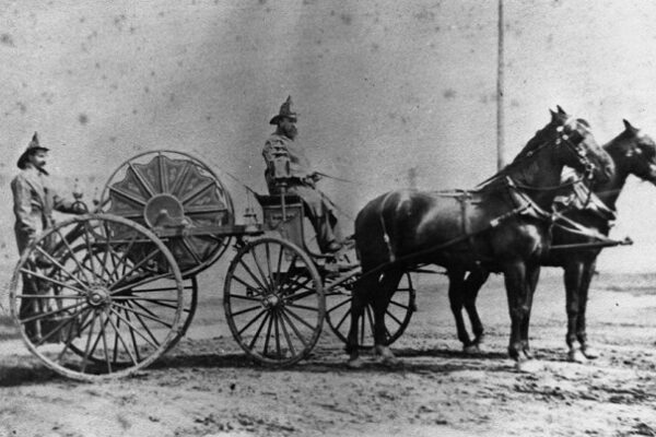 Hose Co. 2's four-wheeled hose reel, 1880