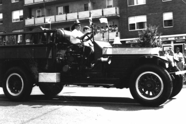 The author drives old Engine 1 in Windsor's 1967 Canada Day Parade
