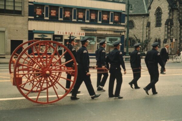 Tilbury's 1869 hose reel in Detroit Fire Dept. Centennial Parade