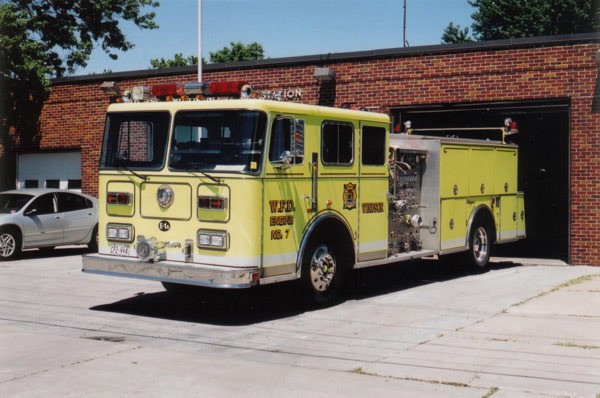 Formerly Engine 10, the 1991 Seagrave in service as Engine 7