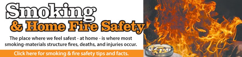 Smoking & home fire safety graphic that links to a PDF