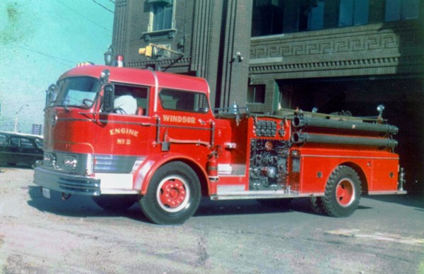 The 1965 Mack pumper at former WFD Headquarters station, located at Pitt Street E